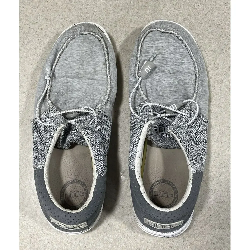 Hey Dude Men's Size 9 Wally -Tri Linen Grey Comfortable Casual Shoes